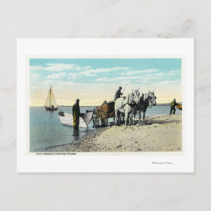 Uitzicht van een Paard Cart Pulling in een Boat Briefkaart
