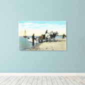 Uitzicht van een Paard Cart Pulling in een Boat Canvas Afdruk (Insitu (Houten vloer))