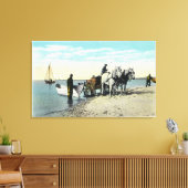 Uitzicht van een Paard Cart Pulling in een Boat Canvas Afdruk (Insitu (Woonkamer))