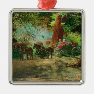 Uitzicht van een podium Coach tussen grote bomen Metalen Ornament