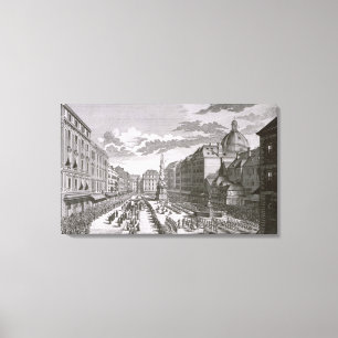 Uitzicht van een processie in de Graben Canvas Afdruk