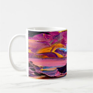 Uitzicht van een schilderij van een paletmesje dic koffiemok