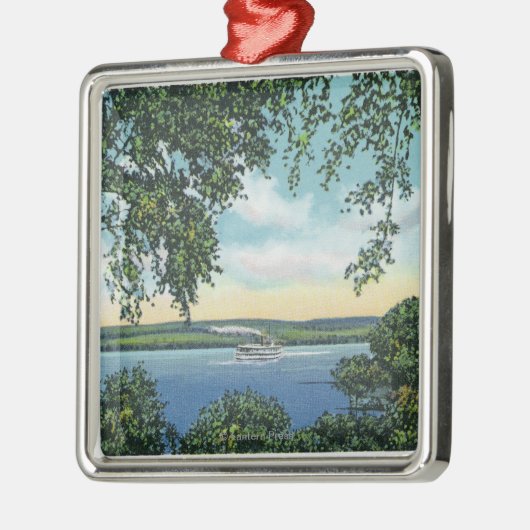 Uitzicht van een Steamboot op het meer Metalen Ornament (Links)