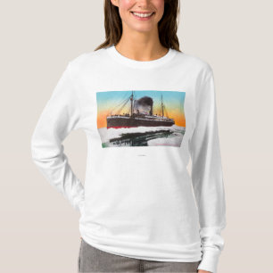 Uitzicht van een steamer in een ijskam t-shirt