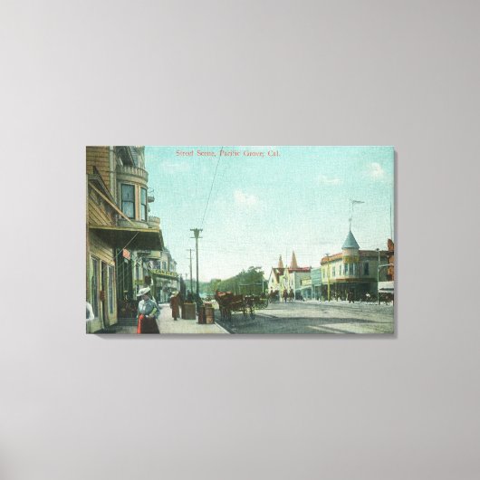Uitzicht van een Street ScenePacific Grove, CA Canvas Afdruk (Voorkant)