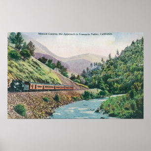 Uitzicht van een trein die naar de vallei van Yose Poster