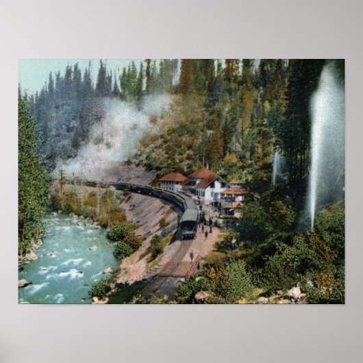 Uitzicht van een treinstation poster (Voorkant)