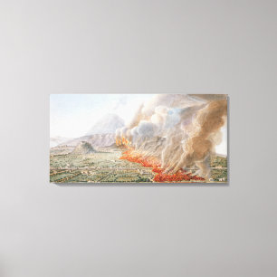 Uitzicht van een uitbarsting van Mt. Vesuvius die Canvas Afdruk