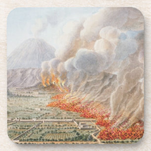 Uitzicht van een uitbarsting van Mt. Vesuvius die Drankjes Onderzetter