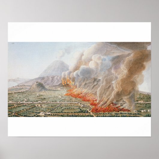 Uitzicht van een uitbarsting van Mt. Vesuvius, die Poster (Voorkant)