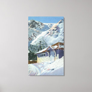 Uitzicht van een US Forest Service Ski Shelter Canvas Afdruk