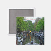 Uitzicht van een van de Amsterdamse grachten. Magneet (Voorkant / Achterkant)