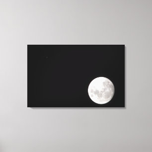 Uitzicht van een volle maan, ook shows Mars Canvas Afdruk