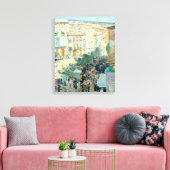 Uitzicht van een Zuid-Franse stad door Childe Hass Canvas Afdruk (Insitu (Woonkamer))