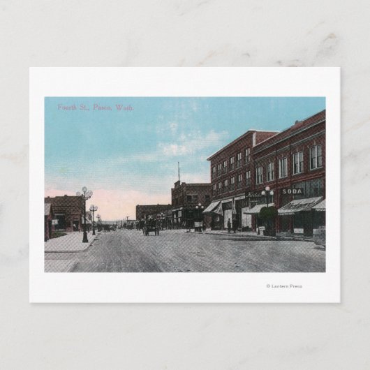 Uitzicht van Fourth Street Briefkaart (Voorkant)