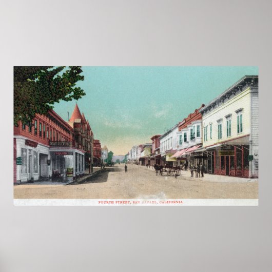 Uitzicht van Fourth Street San Rafael, CA Poster (Voorkant)