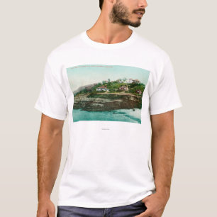 Uitzicht van gewassen en strand van de lucht te la t-shirt