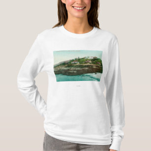 Uitzicht van gewassen en strand van de lucht te la t-shirt