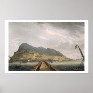 Uitzicht van Gibraltar, gegraveerd door Thomas Sut Poster