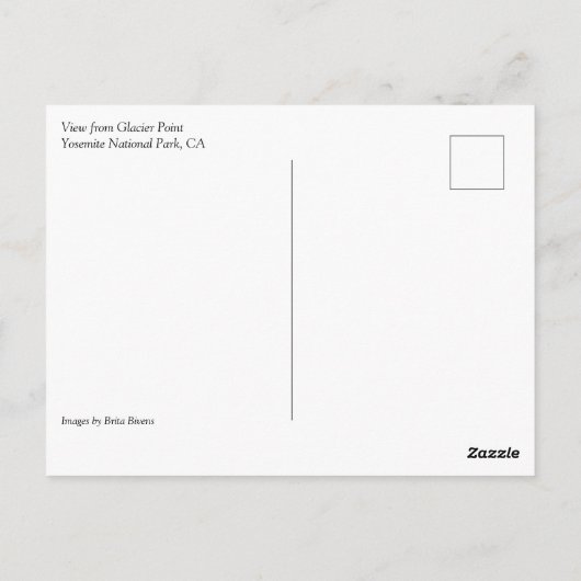 Uitzicht van Glacier Point, Yosemite, CA-Briefkaar Briefkaart (Achterkant)
