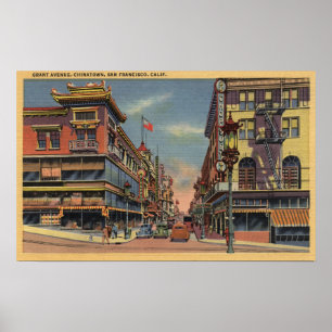 Uitzicht van Grant Avenue, Chinatown Poster