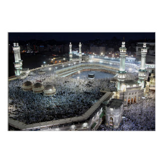 Uitzicht van Hadj-pelgrims aan de Ka'aba, Mekka Perfect Poster