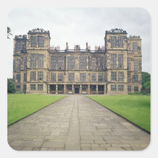 Uitzicht van Hardwick Hall Vierkante Sticker (Voorkant)