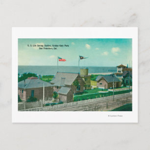 Uitzicht van het Amerikaanse reddingsstation Golde Briefkaart