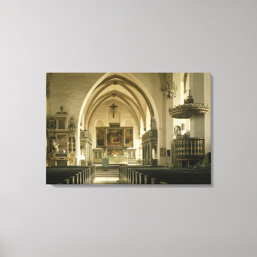 Uitzicht van het binnenland van de kerk met canvas afdruk (Voorkant)
