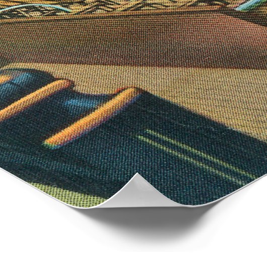 Uitzicht van het binnenland van het Sunset Bowling Poster (Hoek)