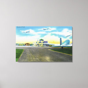 Uitzicht van het Brainard Field, landingsgewas en  Canvas Afdruk