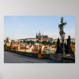 Uitzicht van het Castle vanaf de brug Charles in P Poster