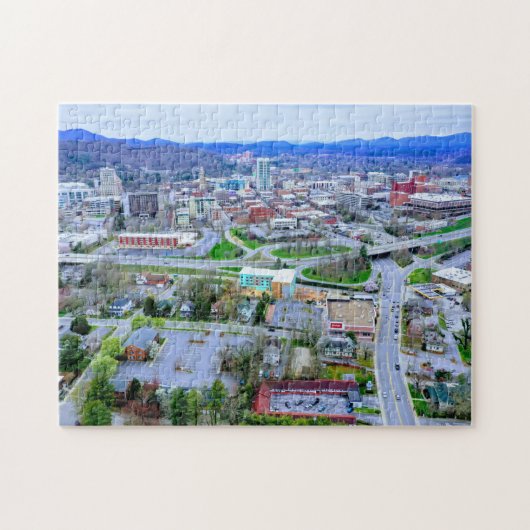 Uitzicht van het centrum van Asheville Aerial Legpuzzel (Horizontaal)
