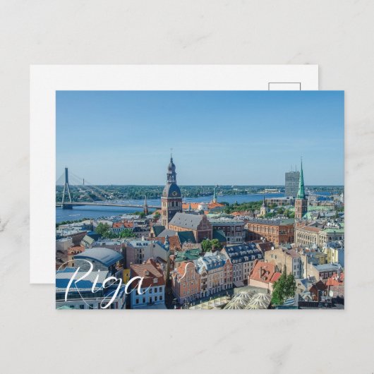 Uitzicht van het centrum van de stad Riga van bove Briefkaart (Voorkant / Achterkant)