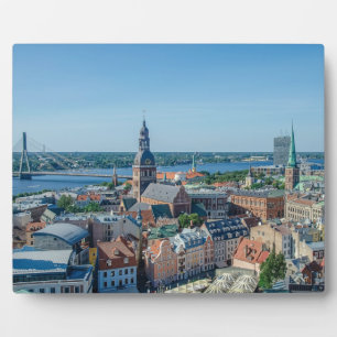Uitzicht van het centrum van de stad Riga van bove Fotoplaat