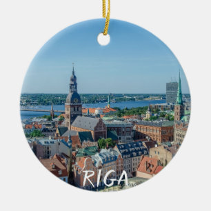 Uitzicht van het centrum van de stad Riga van bove Keramisch Ornament
