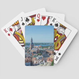 Uitzicht van het centrum van de stad Riga van bove Pokerkaarten