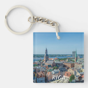 Uitzicht van het centrum van de stad Riga van bove Sleutelhanger