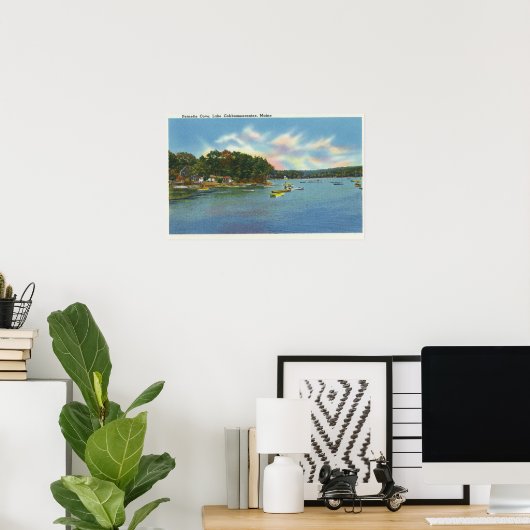 Uitzicht van het Cobbosseecontee-meer in Pernette  Poster (Thuiskantoor)