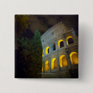 Uitzicht van het Coloseum in Rome 's nachts Vierkante Button 5,1 Cm