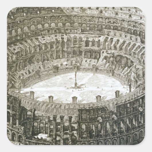 Uitzicht van het Colosseum uit de Uitzichten van R Vierkante Sticker (Voorkant)