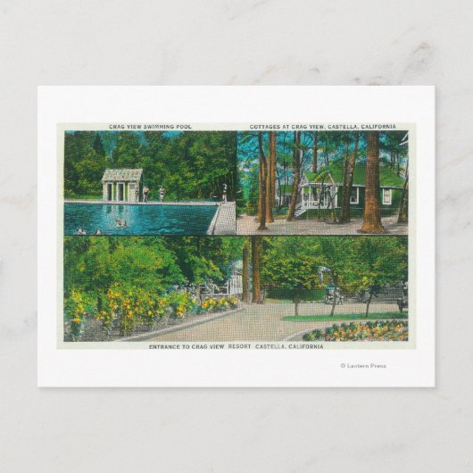 Uitzicht van het Crag Uitzicht ResortCastella, CA Briefkaart (Voorkant)