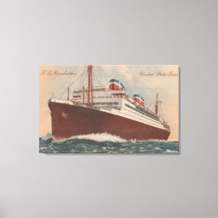 Uitzicht van het cruiseschip S.S. Manhattan Cunard Canvas Afdruk