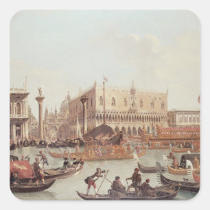 Uitzicht van het Dogenpaleis en de Piazzetta Vierkante Sticker