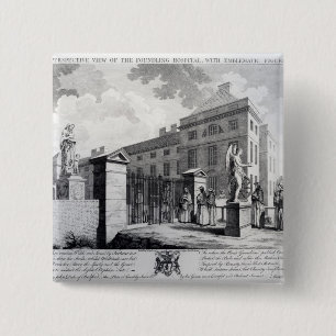 Uitzicht van het Foundling Hospital Vierkante Button 5,1 Cm