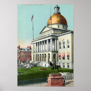 Uitzicht van het Front Lawn van het State House Poster