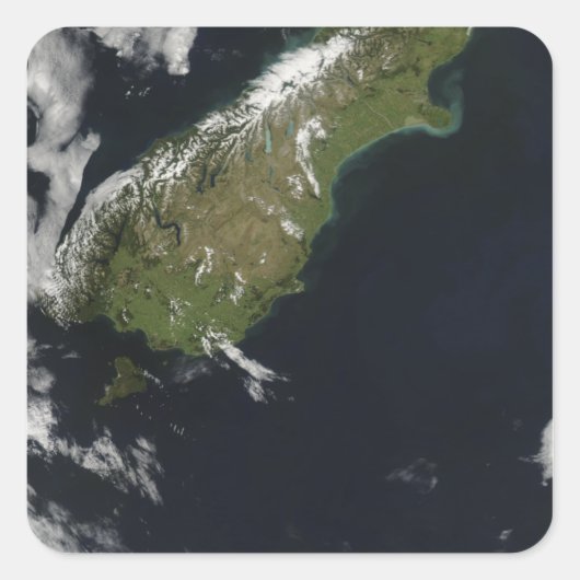 Uitzicht van het grootste deel van het eiland Nieu Vierkante Sticker (Voorkant)