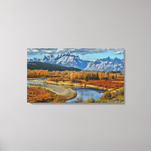 Uitzicht van het Grote Teton-gebergte in het najaa Canvas Afdruk