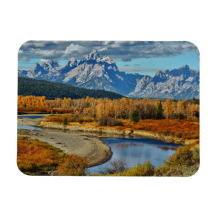 Uitzicht van het Grote Teton-gebergte in het najaa Magneet