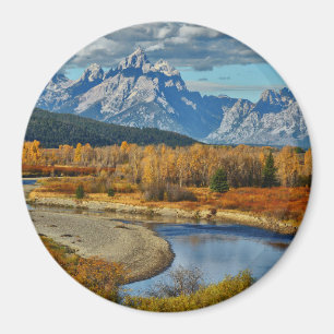 Uitzicht van het Grote Teton-gebergte in het najaa Magneet